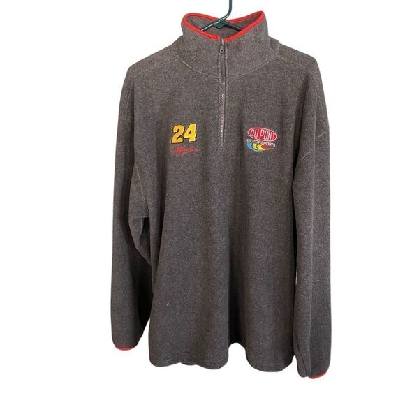 Men's Chase Authentics NASCAR Jeff Gordon #24 Gray 1/4 zip Fleece Sweater Size L - Picture 1 of 10